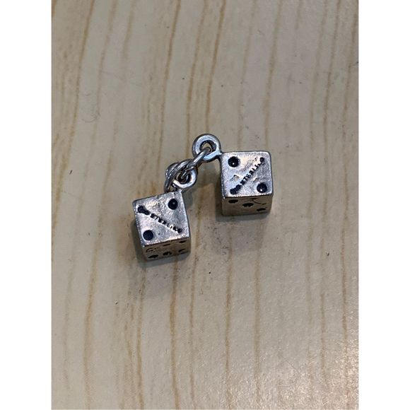 Dice Sterling Silver Jewelry Charm - Picture 1 of 2